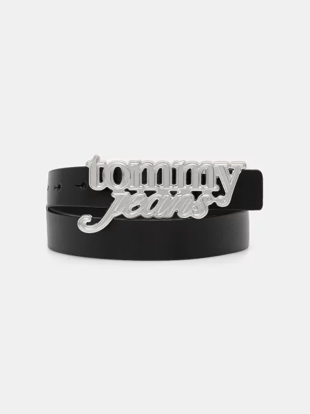 Kožni remen Tommy Jeans crna
