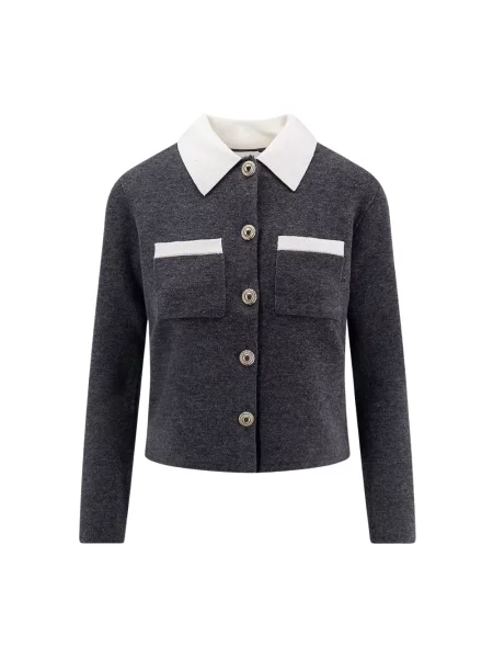 Kardigan Self-portrait wełniany szary