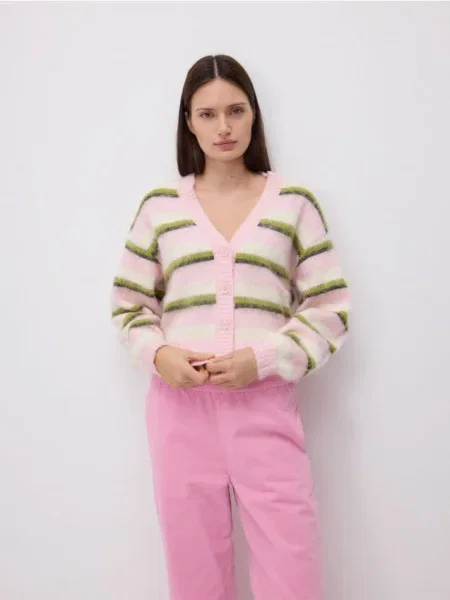 Reserved Cardigan în dungi multicolor