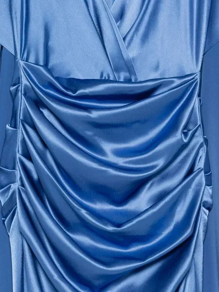Rochie Talbot Runhof din satin drapată de costum albastru