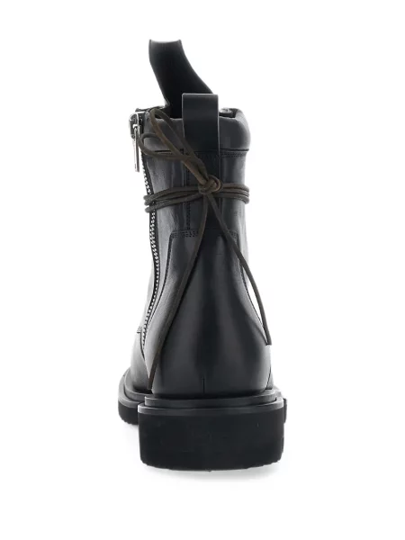 Botine Rick Owens cu șireturi din piele negru