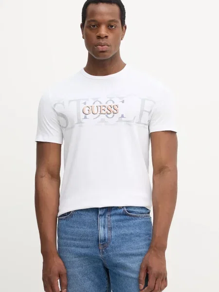 Тениска Guess с принт бяло