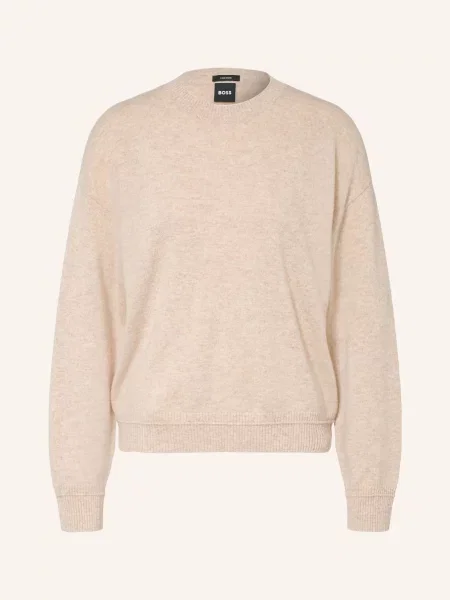 Boss Sweter Z Kaszmiru Fialka beige beżowy