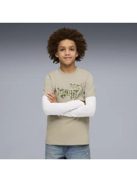 Młodzieżowa koszulka Essentials Camo PUMA beżowa