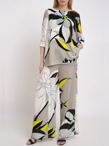 Twin Set Блуза Чорний/сірий Віскоза/шовк чорна