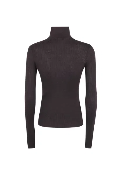 Lniany sweter z golfem The Frankie Shop brązowy