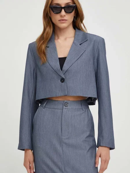 Сако Answear Lab x limited collection NO SHAME с едно копче с десен сиво