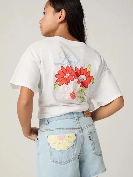 Levi's Dječja majica kratkih rukava LEVIS FLORAL OVERSIZED TEE bijela