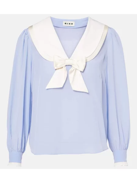 Top Rixo de mătase albastru