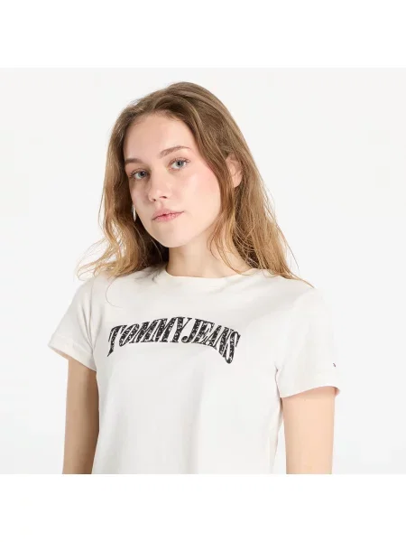 Тениска Tommy Jeans Regular Floral Varsity Tee White XS бежово