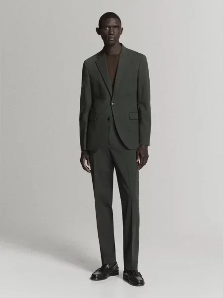 Spodnie garniturowe Milan slim fit khaki Mężczyzna 44 MANGO MAN