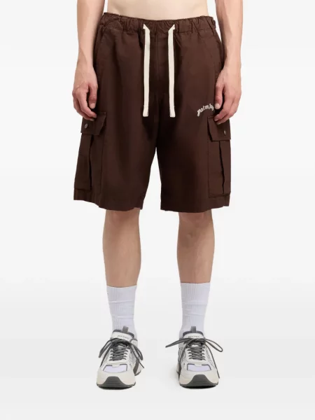 Pantaloni scurți cargo Palm Angels cu autograf maro