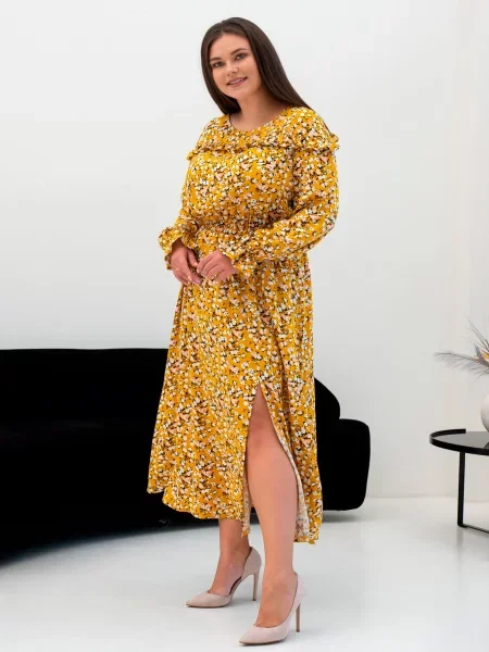 Сукня міді RiMari віскоза/модал жовтий