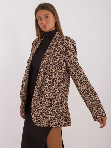 Sacou Fashionhunters cu imagine cu model leopard negru