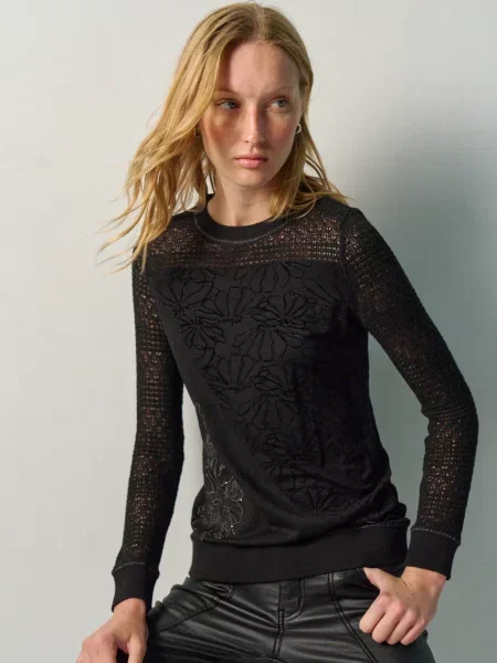 KOROSHI Tricou crem negru