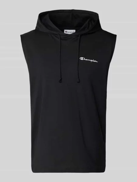 Bluza z kapturem z wyhaftowanym logo Champion czarna