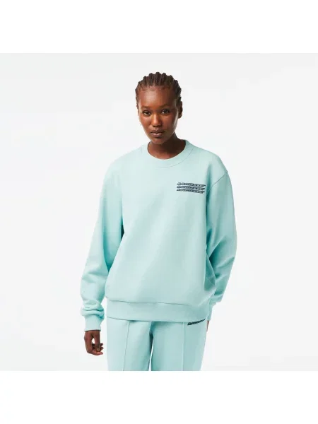 Lacoste Aktywny Sweter Oversize Z Okrągłym Dekoltem I Nadrukiem W Kolorze Jasnozielonym zielony