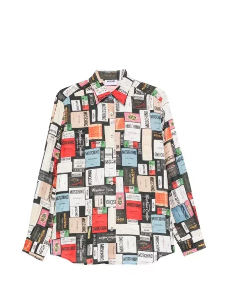 Cămașă Moschino de mătase cu imagine negru