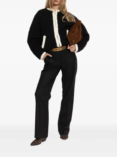 Vlněné kalhoty Moschino černé
