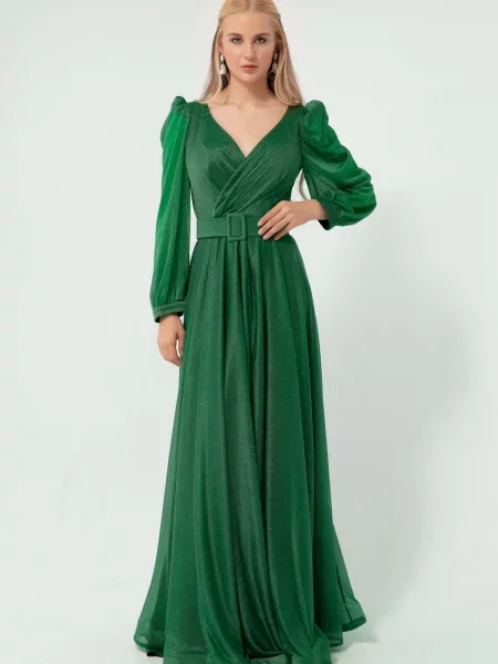 Rochie de seară Lafaba lungă de costum verde