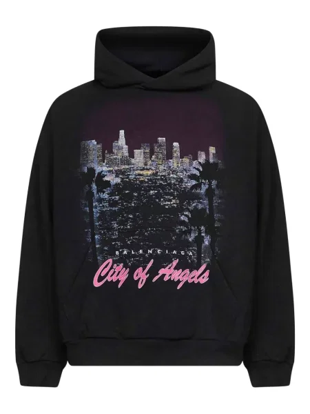 Hanorac cu glugă Balenciaga cu imagine negru