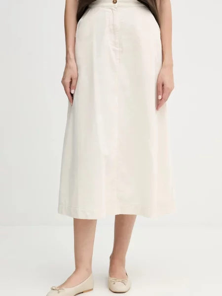 United Colors of Benetton spódnica midi rozkloszowana beżowy