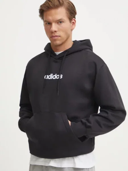Geacă Adidas cu glugă din fleece negru