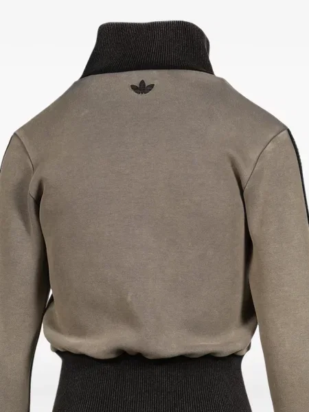 Decupat tricou Adidas tricotate cu decolteu rotund alb