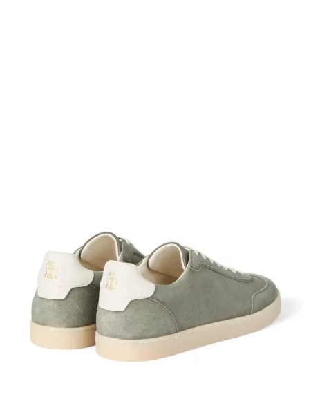 Sneakerși Brunello Cucinelli din piele de căprioară verde