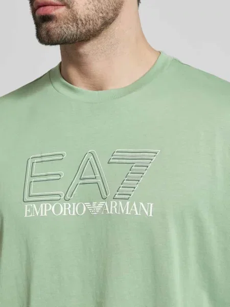 T-shirt z logo i okrągłym dekoltem Ea7 Emporio Armani zielona