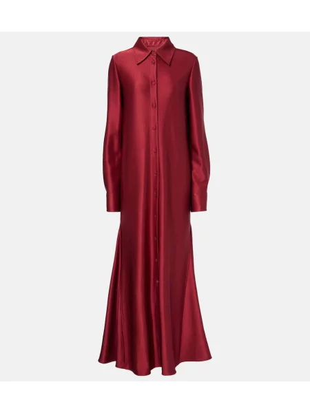 Rochie tip cămașă Jil Sander din satin de costum bordo