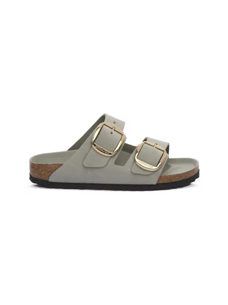 Papuci Birkenstock din piele cu cataramă verde
