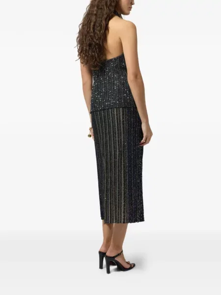Top Missoni s flitry s výstřihem halter modrý