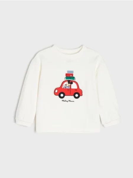Sinsay tričko s nášivkou Mickey Mouse krémová