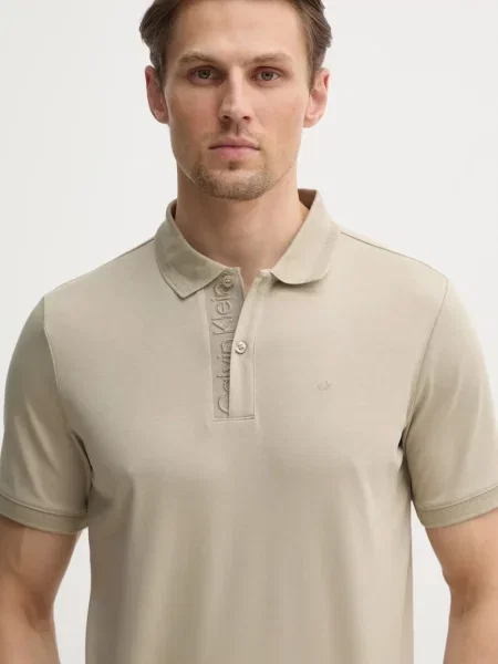 Calvin Klein Тениска с яка и Сив бежово