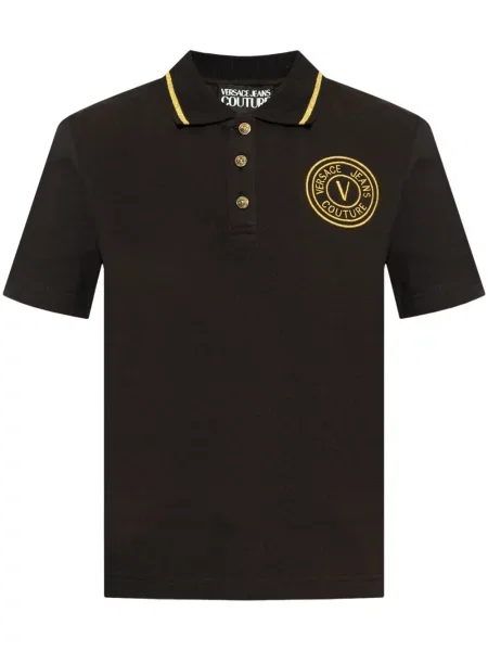Polo Versace Jeans Couture cu broderie negru