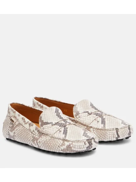 Usnjene loaferke Tod's s kačjim vzorcem siva