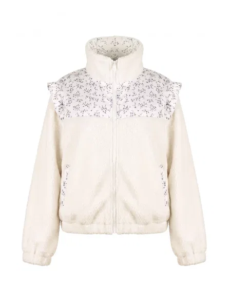 Imily Bela Jachetă fleece bej / albastru deschis / maro alb