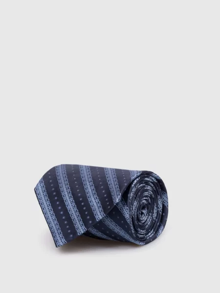 Шелковый галстук Stefano Ricci в полоску синий