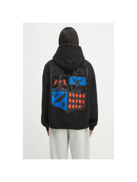 RHUDE bluza Cote D'Azur Crest z kapturem z aplikacją czarny