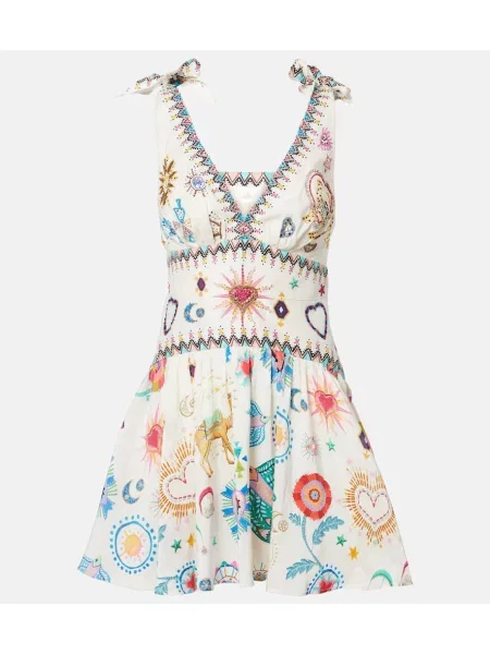 Laneni lanena obleka Camilla z vezenjem