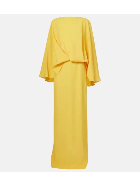 Drapirana obleka Taller Marmo z draperijo rumena
