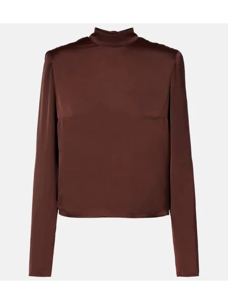 Top Rotate din satin maro