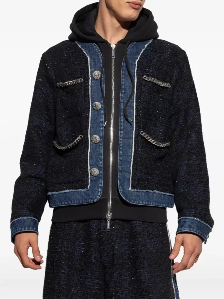 Geacă Dsquared2 din tweed albastru