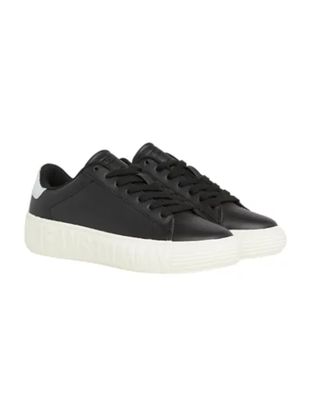 Lniane trampki Tommy Jeans czarne