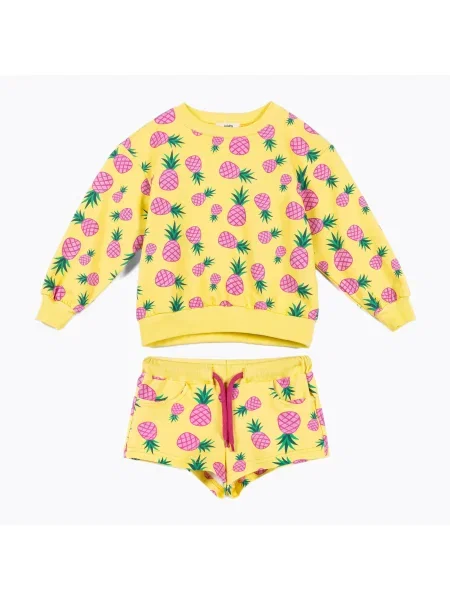 Gyerek szett KID STORY Pulóver és Rövidnadrág sweet pineapple Bluza i Spodenki SETBLSHSP sárga