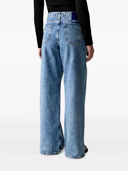Τζιν με φαρδύ μπατζάκι Karl Lagerfeld Jeans με αυτόγραφο μπλε