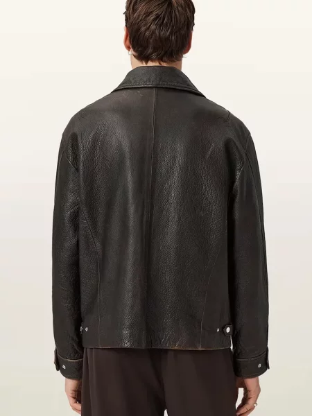 AllSaints jachetă pentru bărbați din piele STARDAY negru