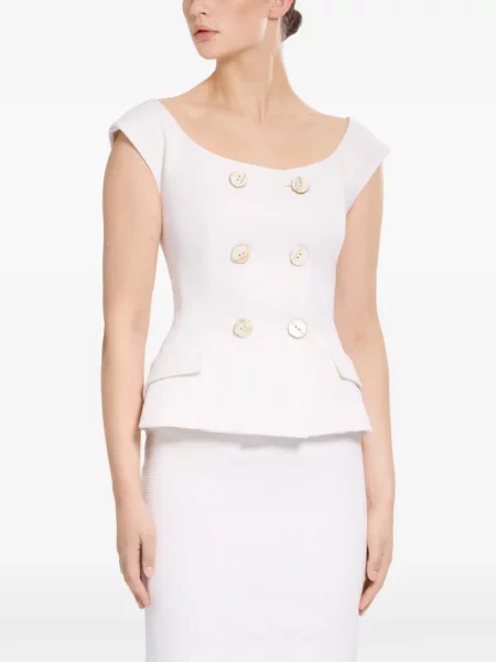 Bluză Elie Saab cu două rânduri de nasturi alb