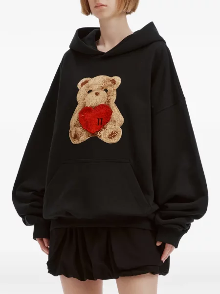 Sweter We11done w serca typu teddy czarny